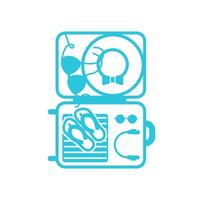 Travel summer suitcase icon, Isolated on white background. From blue icon set. vector
