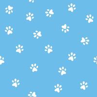 Cat paw texture, blue background, little paws seamless pattern vector