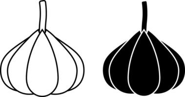 outline silhouette garlic bulb icon set vector