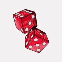 3d red two dices illustration vector