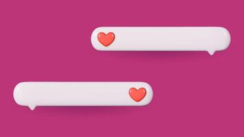 3D icon chat button with red heart. Perfect for love themed designs. Realistic and isolated on red background. vector