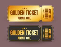 Golden and black ticket template. Ideal for concerts, parties, or festivals. Isolated ticket design on a gray background. vector