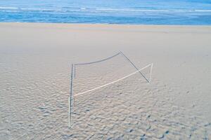 aerial view of a beach volleyball net, summer time concept photo
