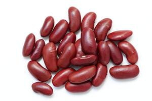 Top view of red kidney beans isolated on white background photo