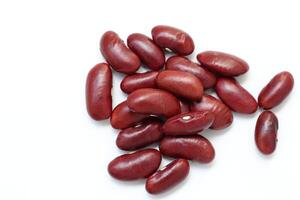 Top view of red kidney beans isolated on white background photo