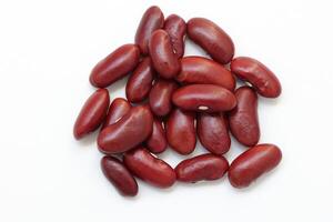 Top view of red kidney beans isolated on white background photo