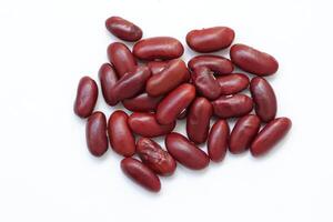 Top view of red kidney beans isolated on white background photo