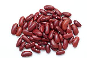 Top view of red kidney beans isolated on white background photo
