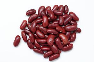 Top view of red kidney beans isolated on white background photo