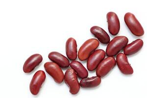 Top view of red kidney beans isolated on white background photo