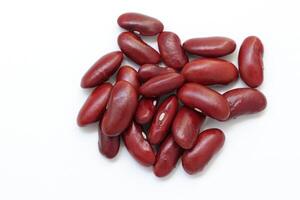 Top view of red kidney beans isolated on white background photo