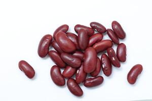 Top view of red kidney beans isolated on white background photo