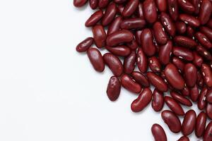 Top view of red kidney beans isolated on white background photo