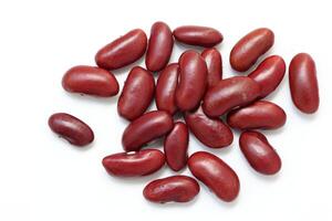 Top view of red kidney beans isolated on white background photo
