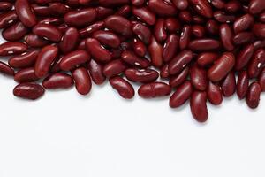 Top view of red kidney beans isolated on white background photo