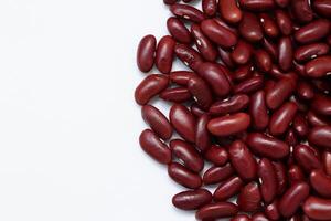 Top view of red kidney beans isolated on white background photo