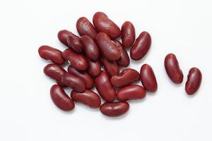 Top view of red kidney beans isolated on white background photo