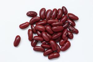 Top view of red kidney beans isolated on white background photo