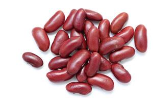 Top view of red kidney beans isolated on white background photo