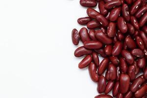 Top view of red kidney beans isolated on white background photo