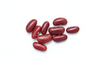 Top view of red kidney beans isolated on white background photo