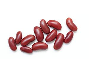 Top view of red kidney beans isolated on white background photo