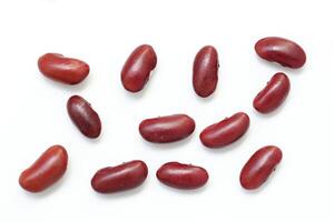 Top view of red kidney beans isolated on white background photo