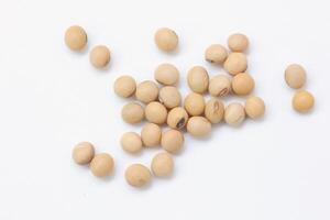 soybean seeds on white background photo