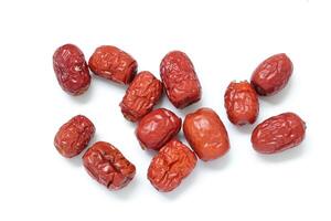 Dried fruit on white background, dried jujube on white background photo