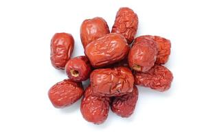Dried fruit on white background, dried jujube on white background photo