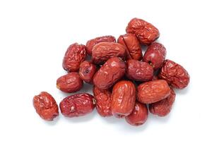 Dried fruit on white background, dried jujube on white background photo