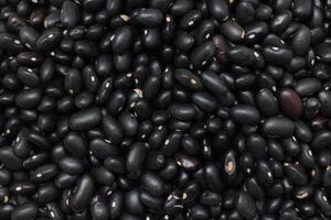 Black beans, top view of black beans seeds background photo