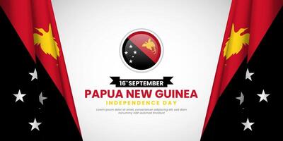 Papua New Guinea independence day with realistic waving flag. Suitable for banner, backdrop, greeting card vector