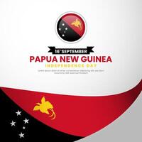 Waving ribbon flag of Papua New Guinea independence day background design vector