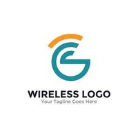 Letter G for abstract wireless logo . Signal wave and wifi connection concept. vector