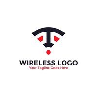 Letter T for abstract wireless logo . Signal wave and wifi connection concept. vector
