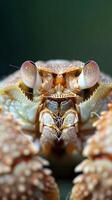 Detailed Close-Up of Hermit Crab's Face Showcasing Intricate Features photo