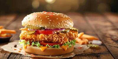 Chicken Sandwich with Cheese and Pickles photo
