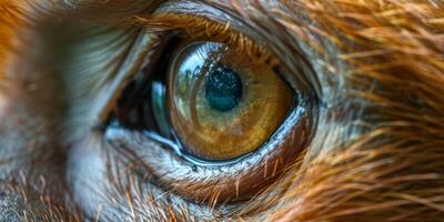 Close-up of dog's eye with detailed iris and reflection photo