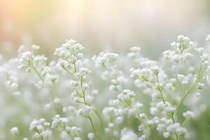 Babys breath flowers bokeh background photo
