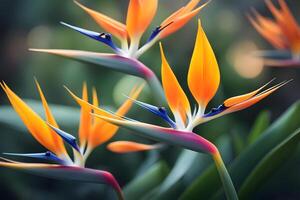 Bird of paradise flower bokeh background photo