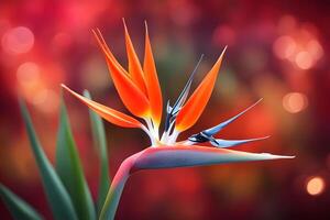 Bird of paradise flower bokeh background photo