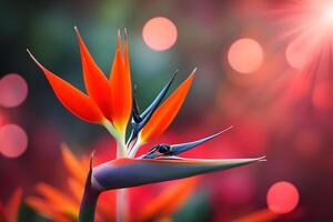 Bird of paradise flower bokeh background photo