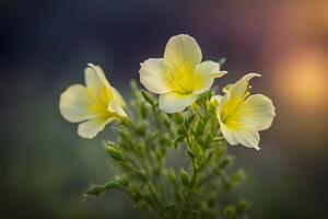 Common evening primrose flower bokeh background photo