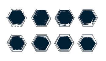 grunge hexagon lines with black color vector