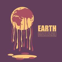 Melting world showing global warming. Melting world. Concept global warming, take care world. Melting earth, the concept of global warming vector