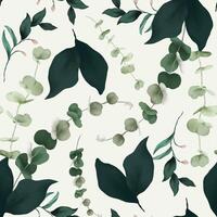 greenery leaf watercolor pattern background vector