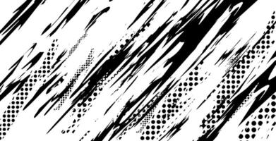 abstract white background with black grunge brush lines and halftone vector