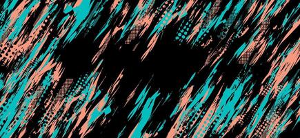 black, white, and teal abstract background with grunge halftone brush strokes vector