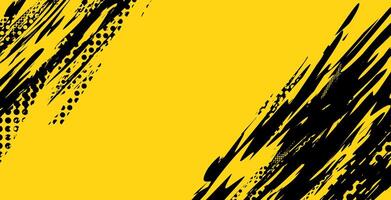 yellow background with black brush painting and dots vector